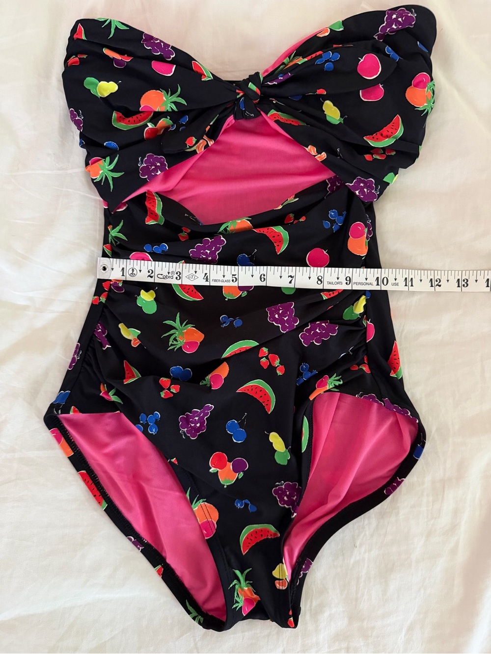 kate spade Black Bandeau size SMALL One-Piece Swimsuit with Bright Fruit Print - Picture 11 of 11